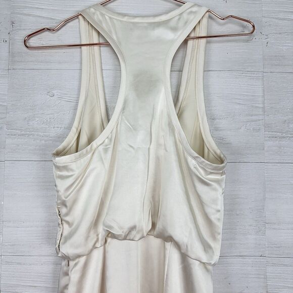 Revolve L'Academie Alicia Satin Midi Dress S Ivory Sleeveless Pleated Si… - Picture 9 of 16